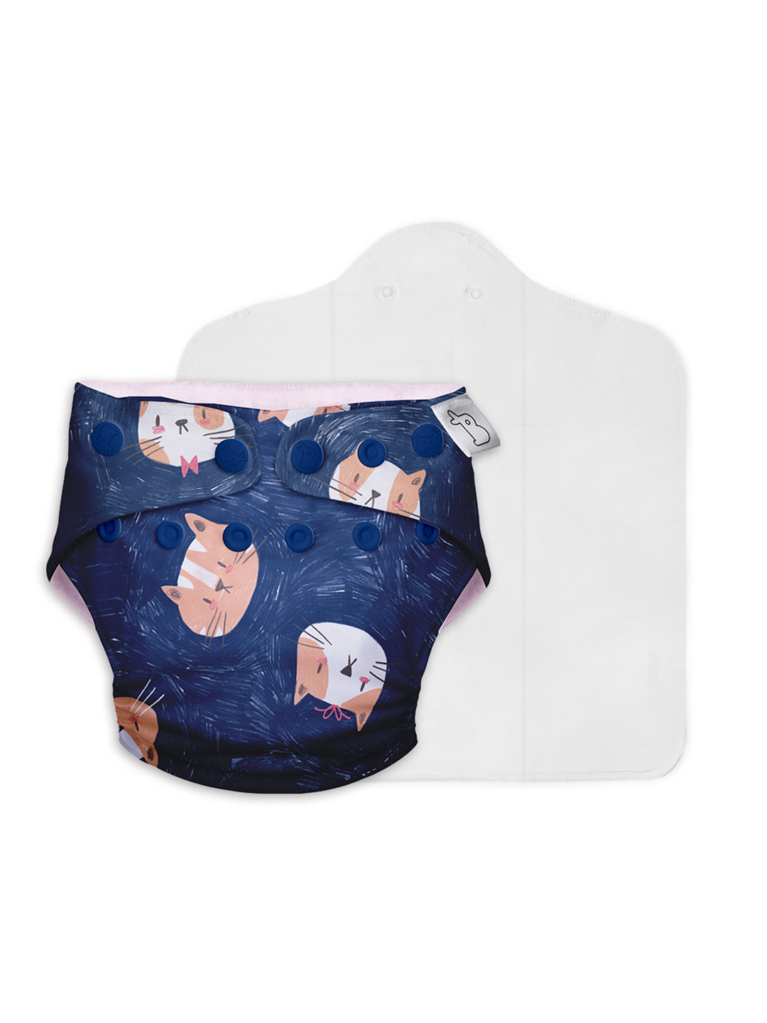 SuperBottoms Kids Navy Blue Printed UNO Cloth Diaper with Dry Feel Magic Pad