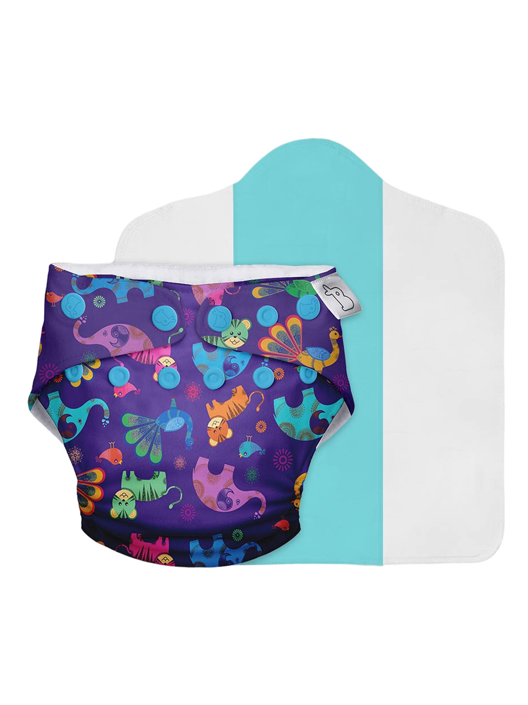 SuperBottoms Kids Purple Printed UNO Cloth Diaper with Dry Feel Magic Pad