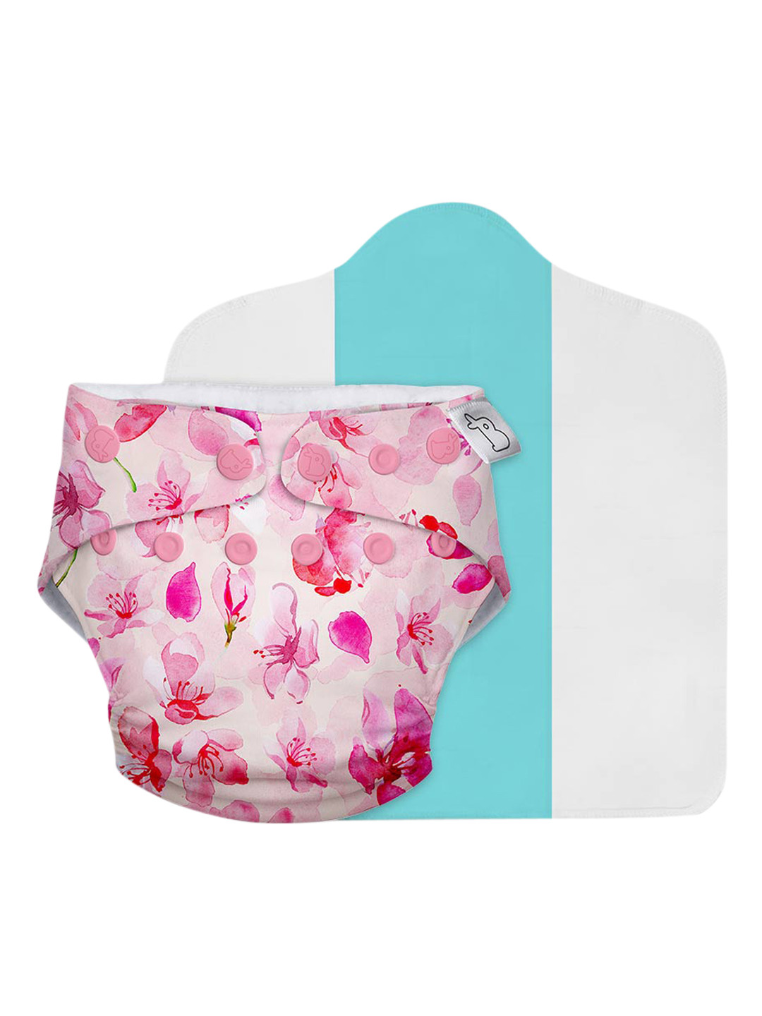 SuperBottoms Kids Pink & White Printed UNO Cloth Diaper with Dry Feel Magic Pad