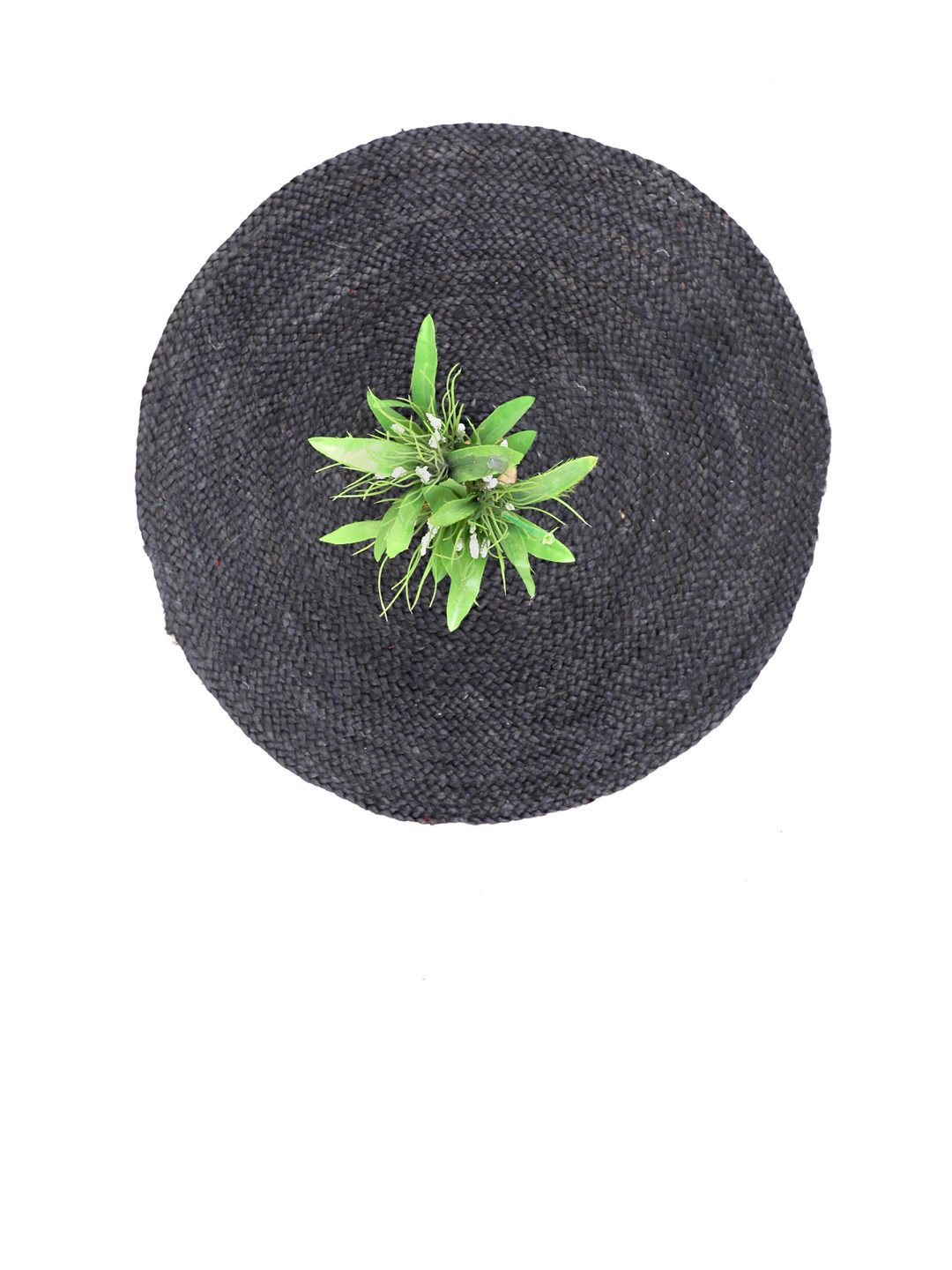 Art Avenue Grey Self-Design Round Jute Rug