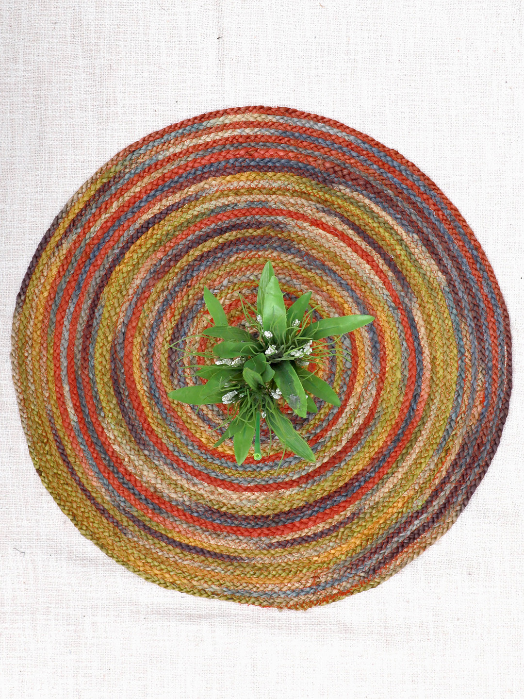 Art Avenue Doors Red & Yellow Round Jute Rug