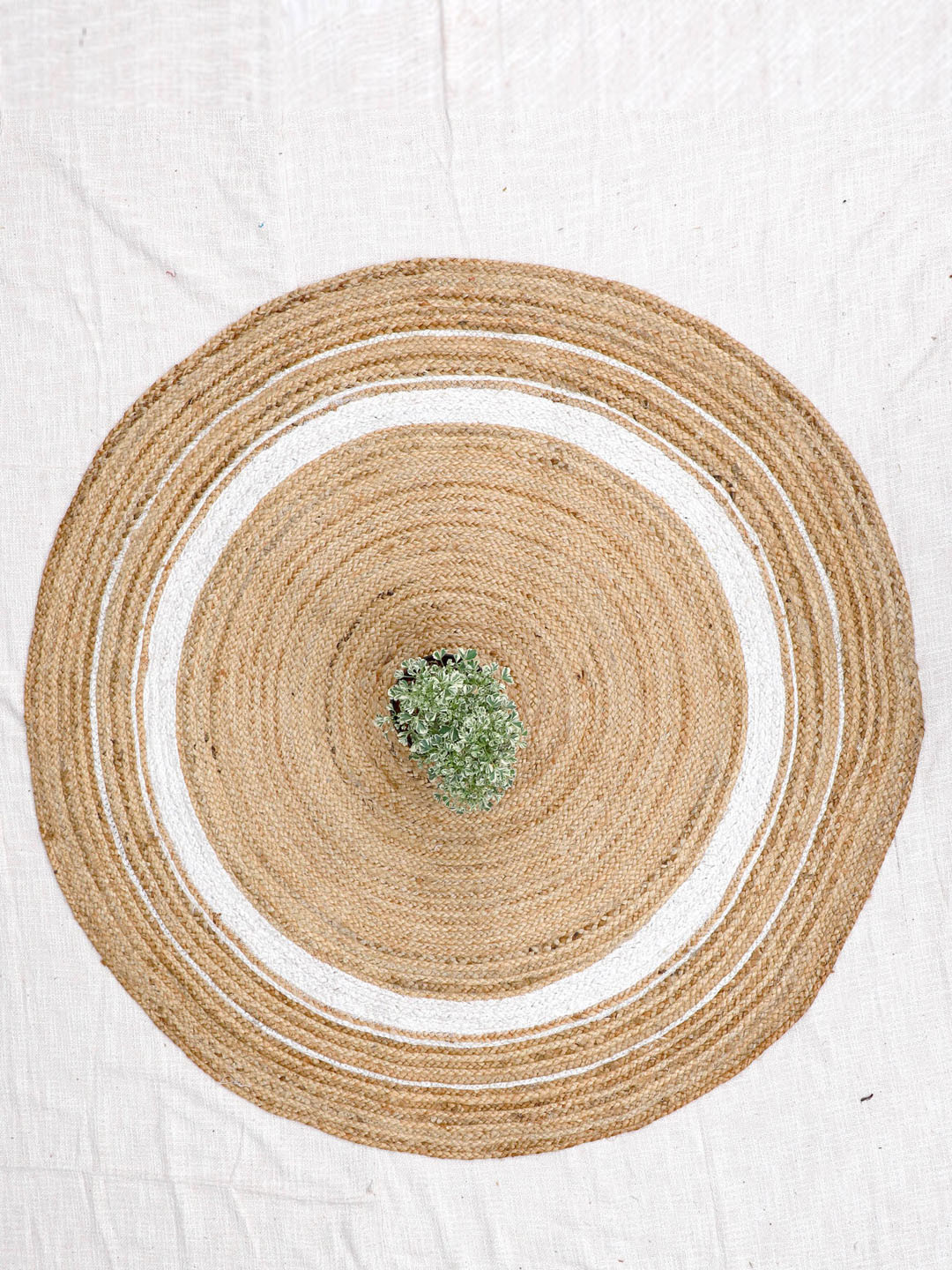Art Avenue In Beige & White Braided Round Jute Rugs