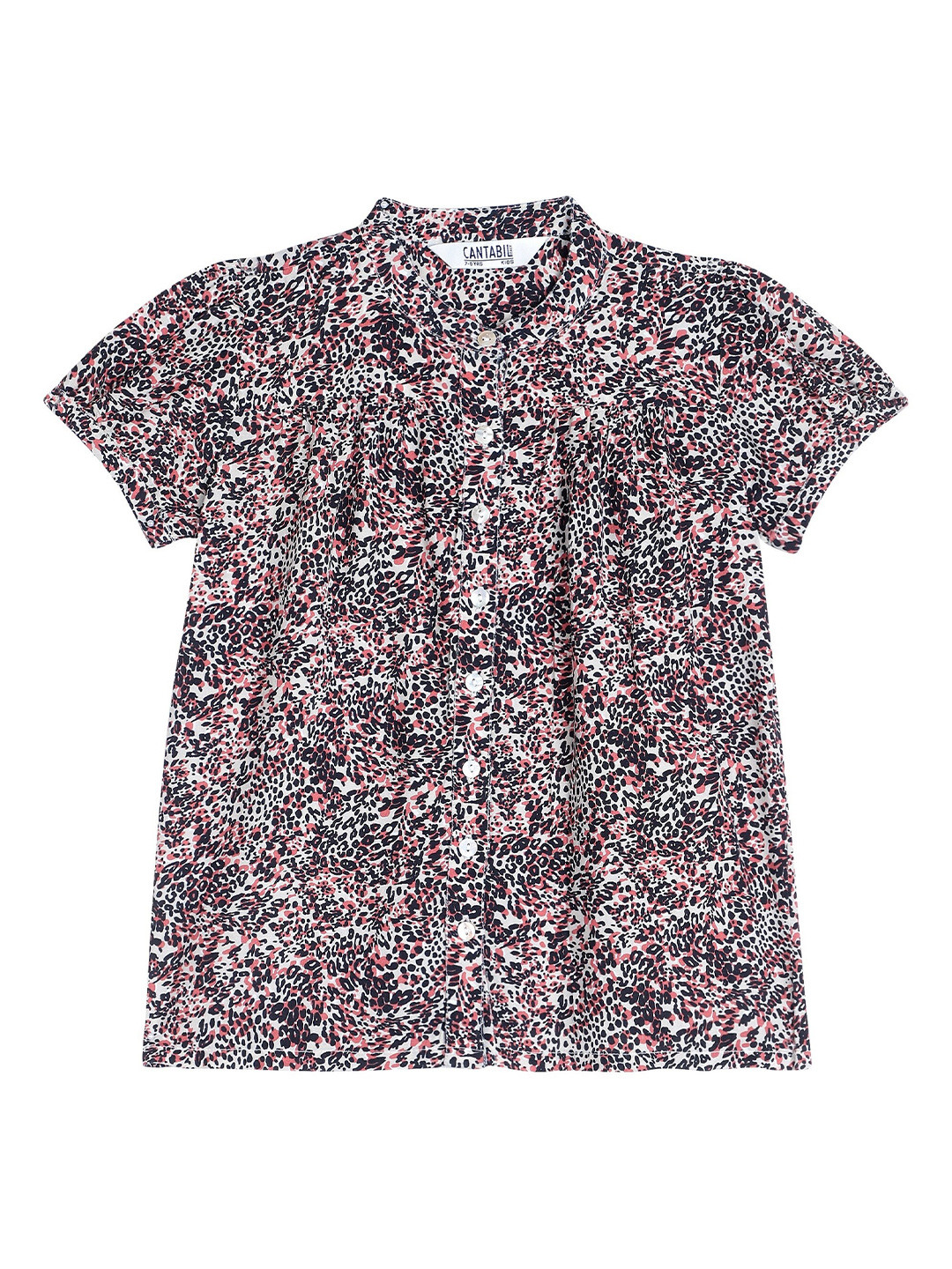 Cantabil Girls Animal Printed Pleated Shirt Style Top