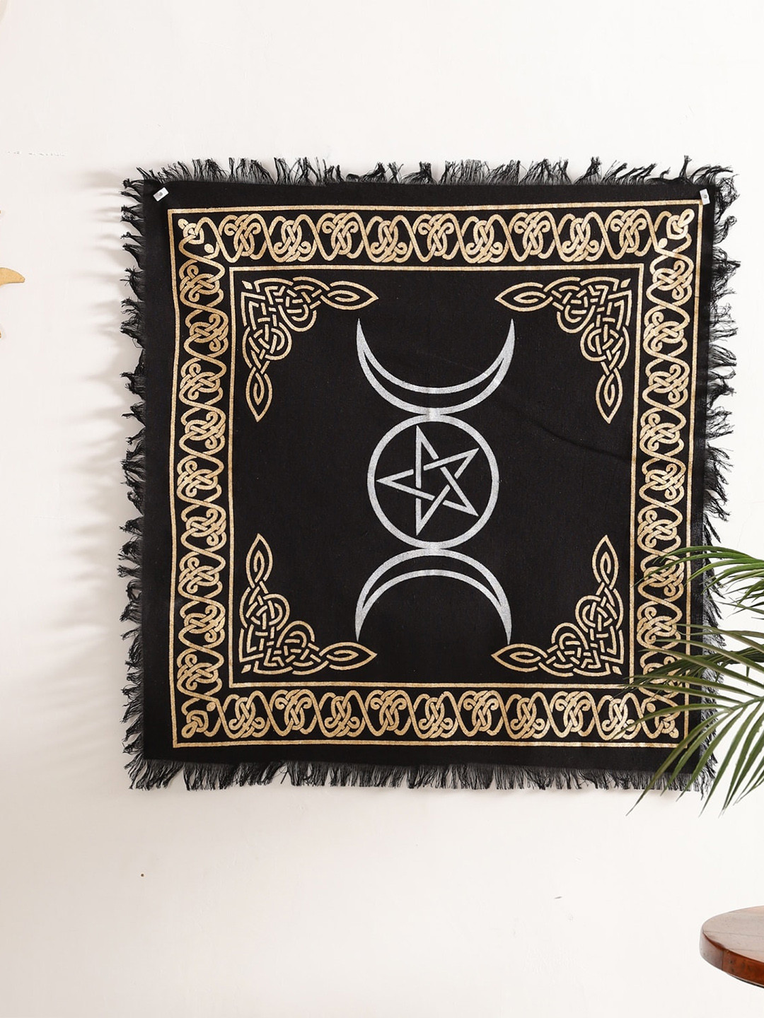 HANDICRAFT PALACE Black & Beige Triple Goddess Tarot Printed Cotton Poster Wall Tapestry