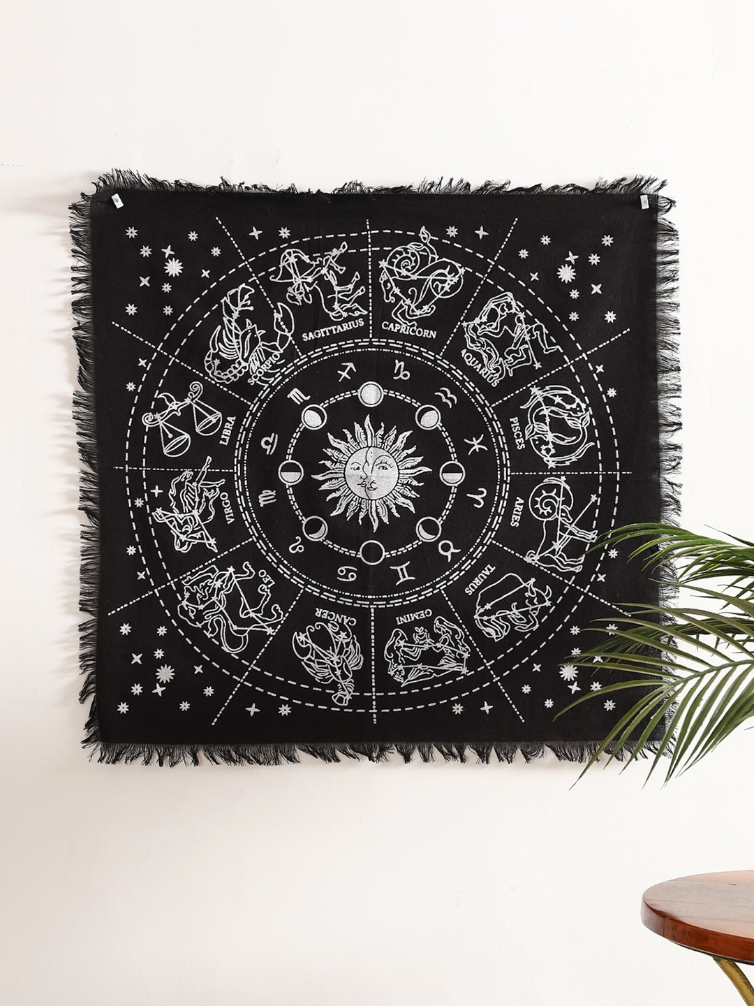 HANDICRAFT PALACE Black & White Zodiac Tarot Printed Cotton Poster Wall Tapestry