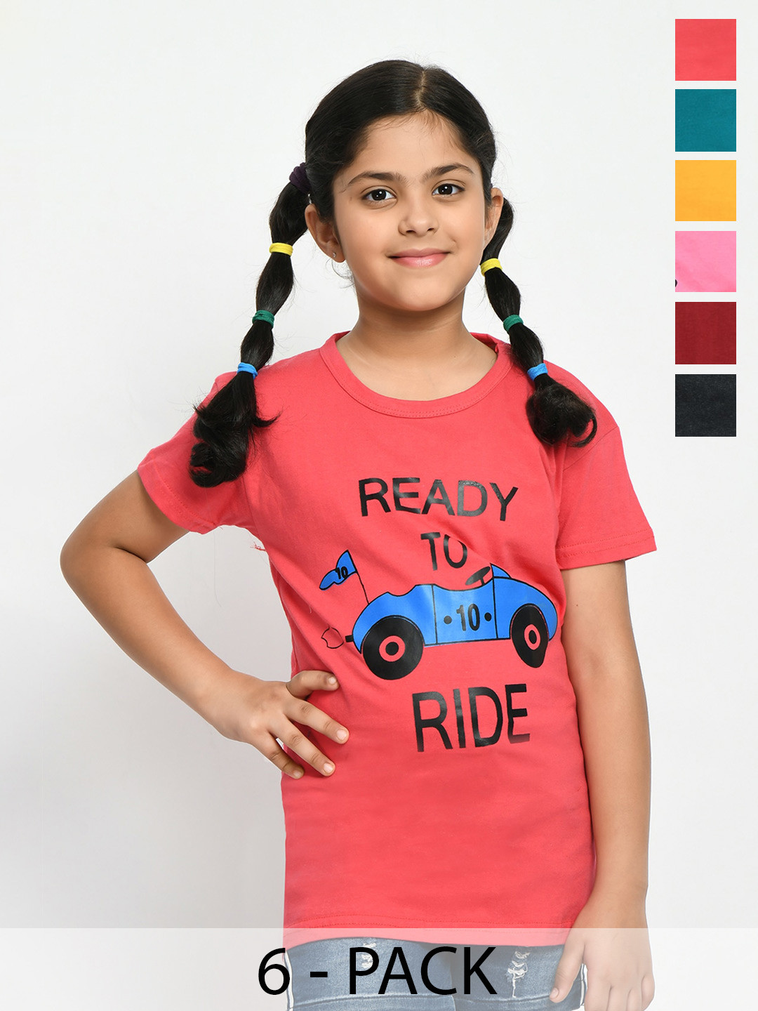 BAESD Pack of 6 Graphic Printed Cotton T-shirt