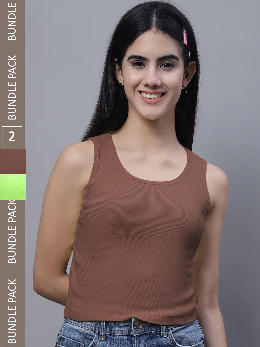 FBAR Pack Of 2 Sleeveless Bio Washed Pure Cotton Tank Tops