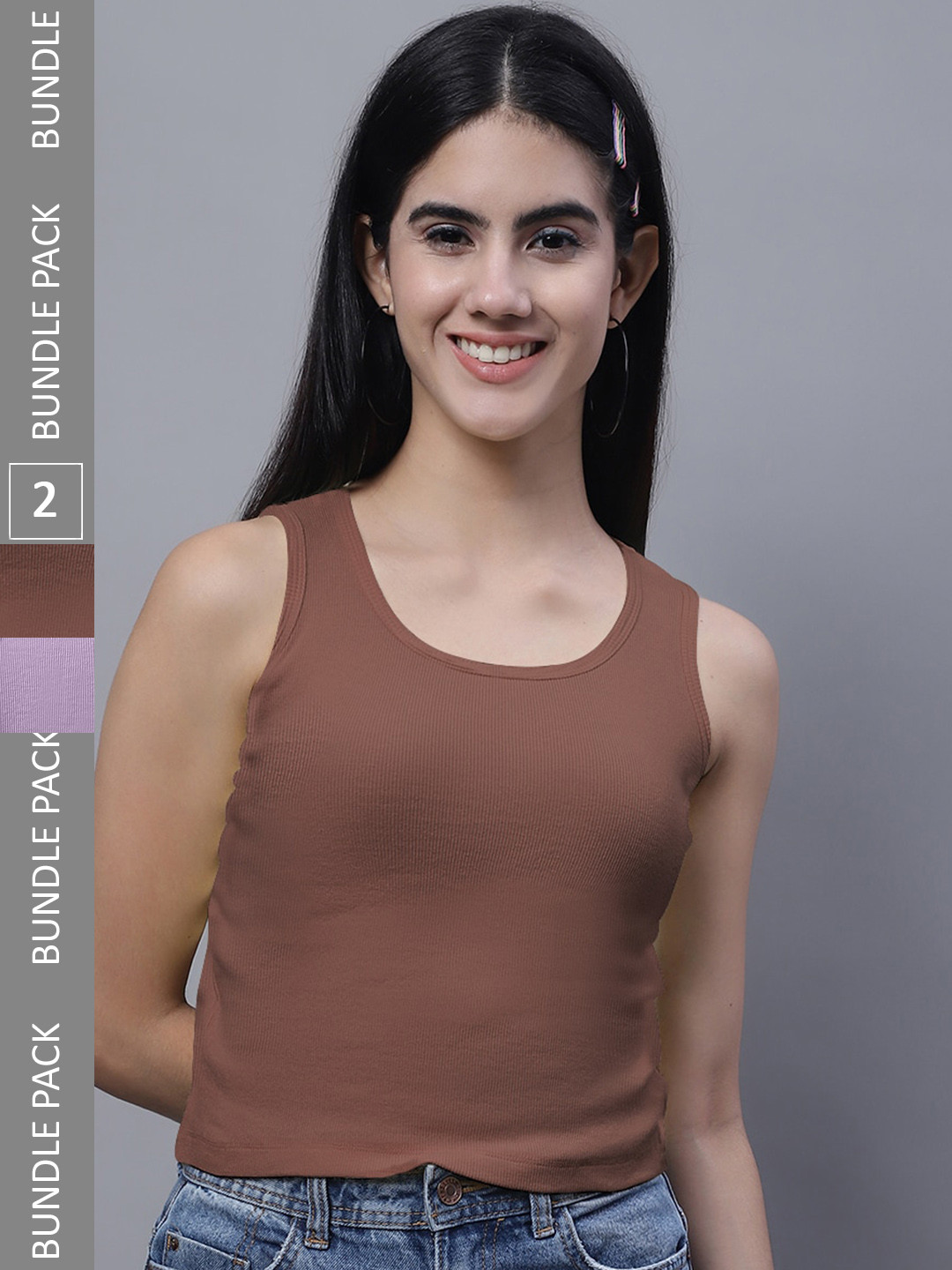 FBAR Pack Of 2 Sleeveless Bio Washed Pure Cotton Tank Tops