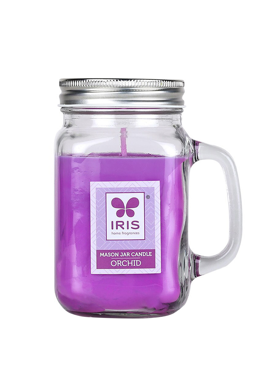 Iris Glass Scented 1 Wick Orchid Solid Geometric Regular Jar Candles