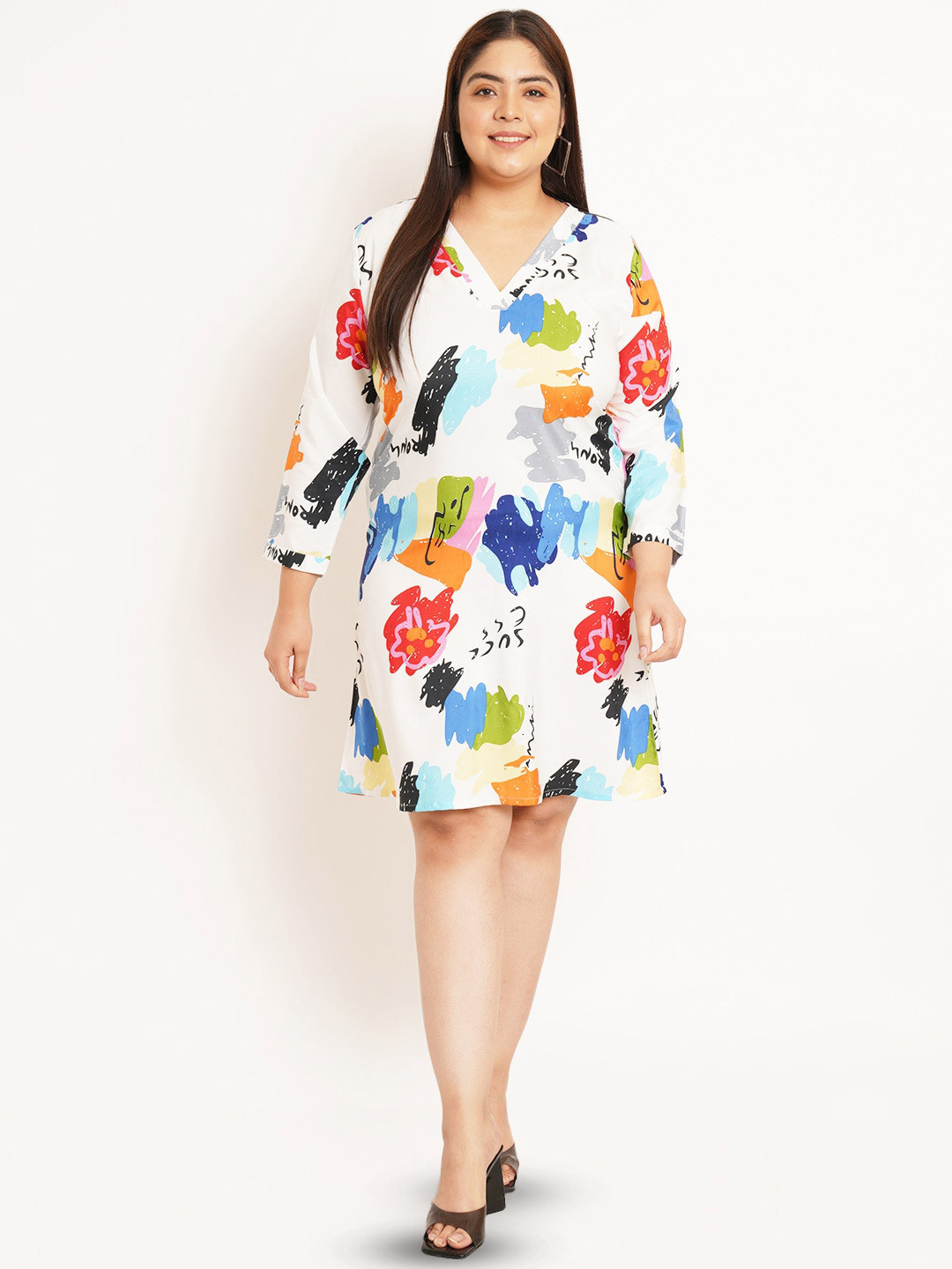 U&F Beyond Plus Size Floral Printed Crepe A-Line Dress
