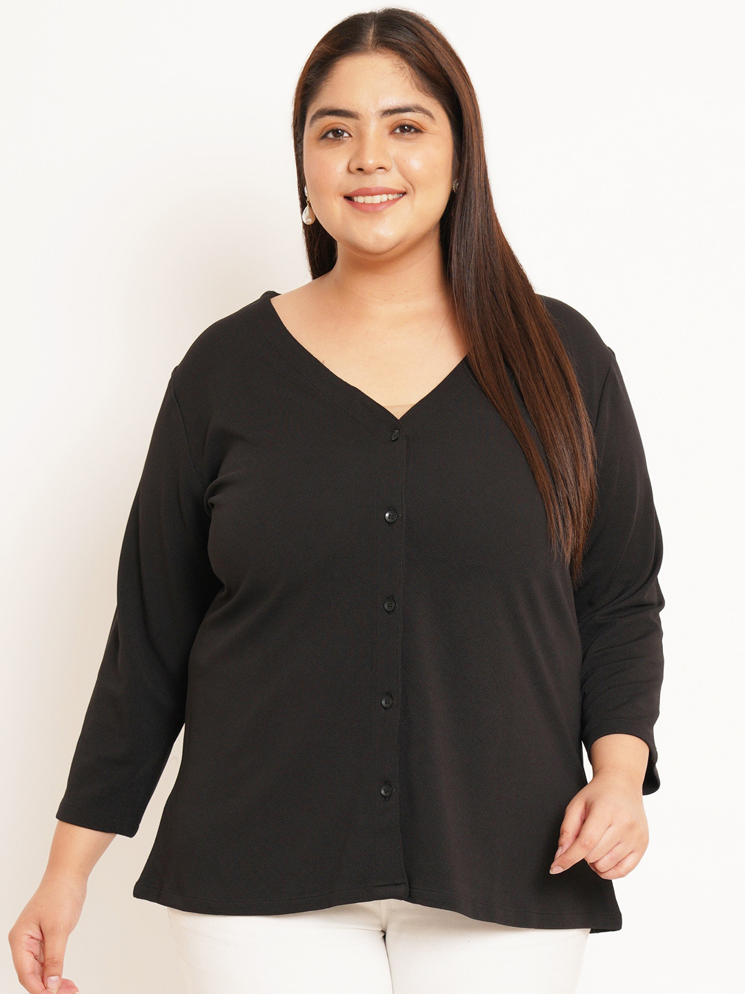 U&F Beyond Plus Size V-Neck Shirt Style Top