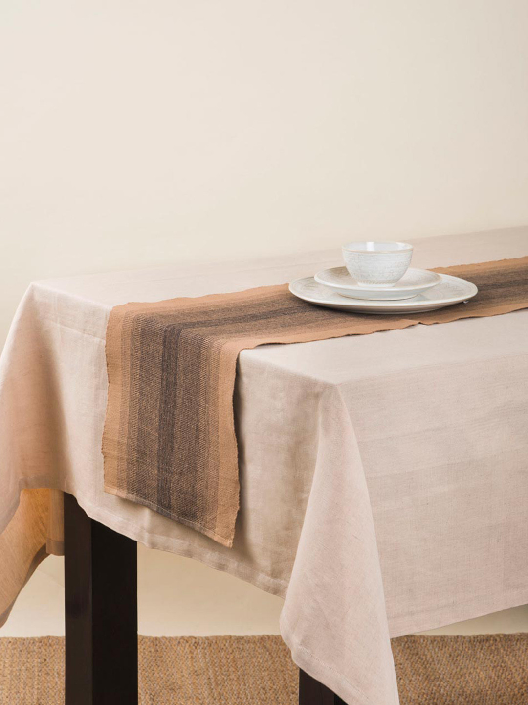 Fabindia Amir Beige Woven Cotton Table Runner
