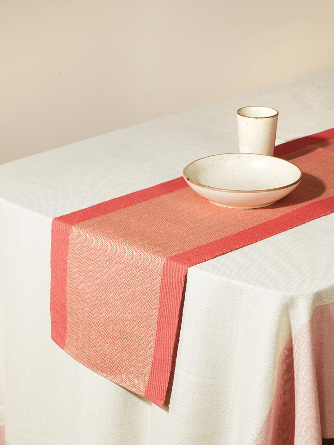 Fabindia Kislay Woven Large Cotton Table Runner