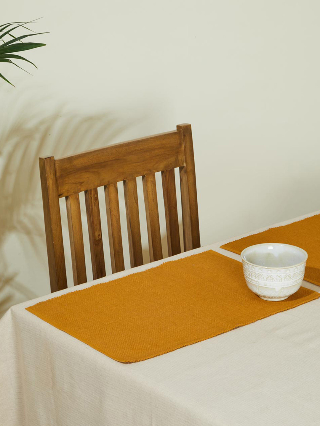 Fabindia Mustard Yellow 6 Pieces Woven Cotton Table Placemats