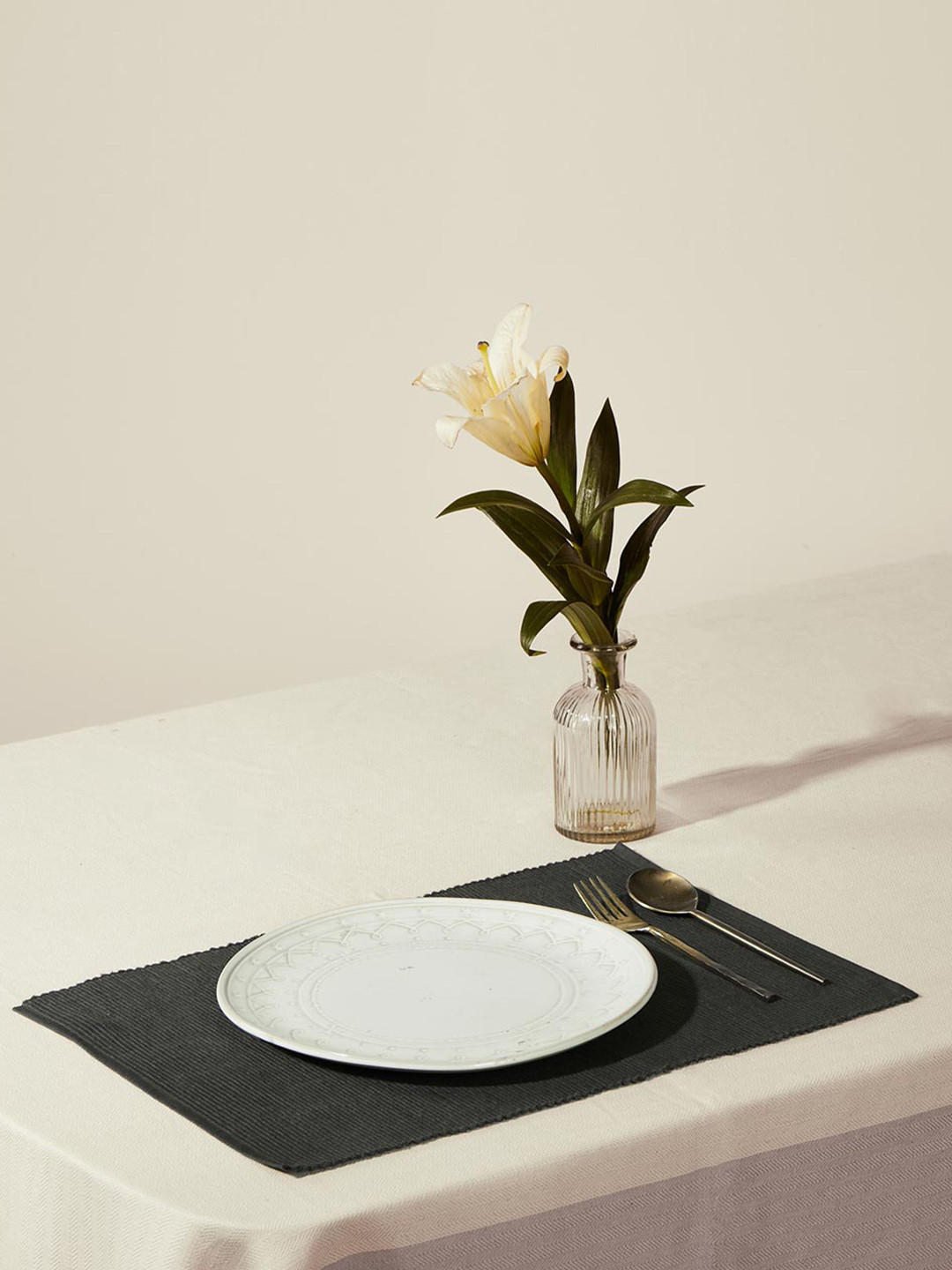 Fabindia Charcoal 6 Pieces Cotton Rectangle Table Placemats