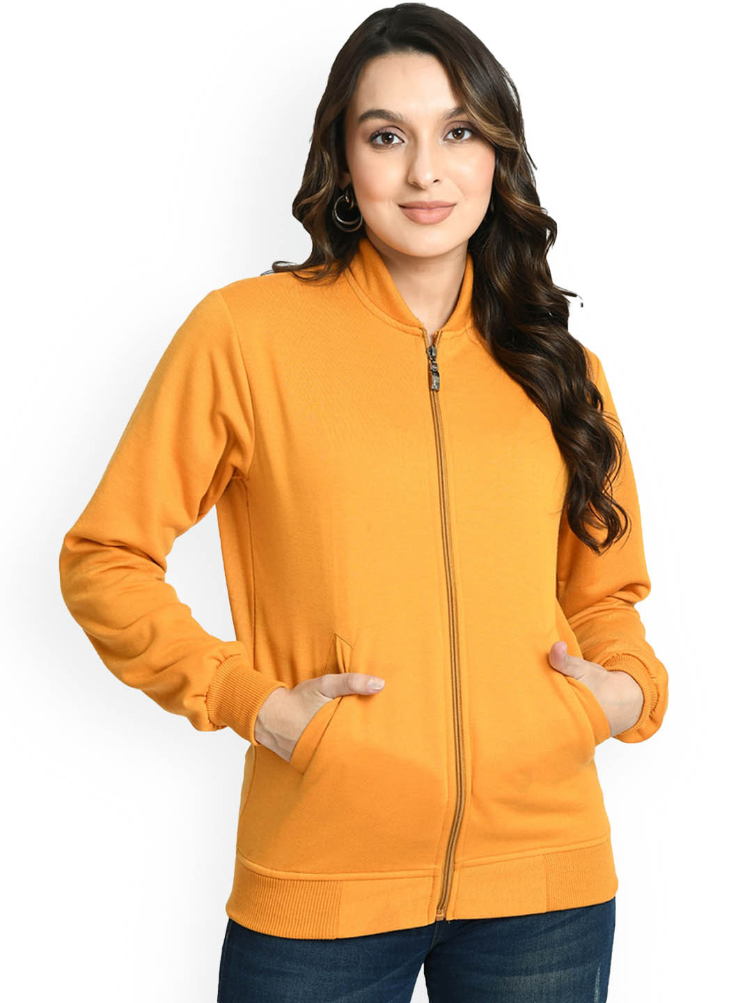 IndiWeaves Stand Collar Lightweight Fleece Regular Tailored Jacket