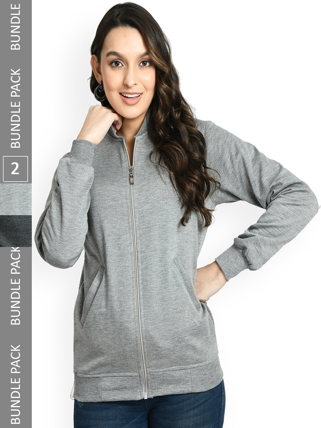 IndiWeaves Pack Of 2 Stand Collar Lightweight Fleece Regular Tailored Jacket