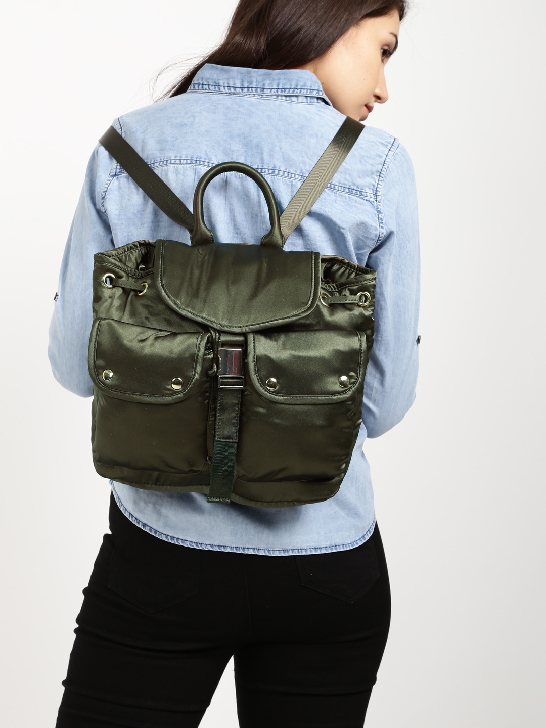 steve madden olive green backpack