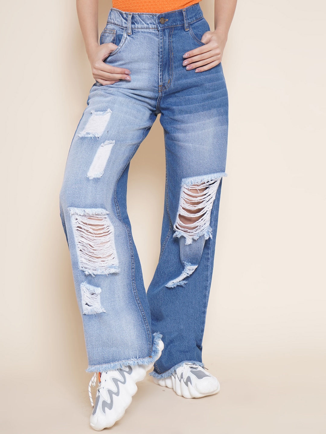 SHEIN Tall Chain Lace Up Side Straight Leg Jeans