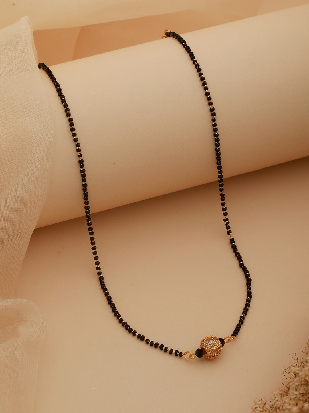 Aadvik Designs Gold-Plated Stone Studded & Baeded Mangalsutra