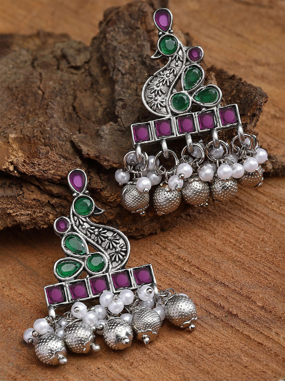 KARATCART Contemporary Peacock Design Earrings