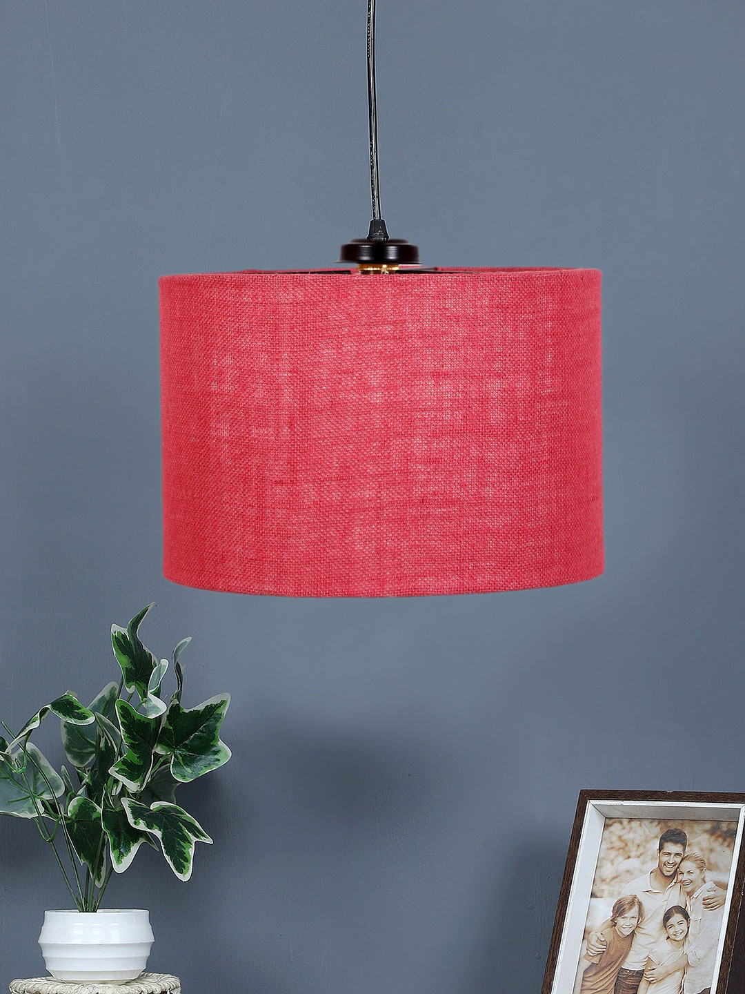 Devansh Pink Cylindrical Jute Ceiling Lamp