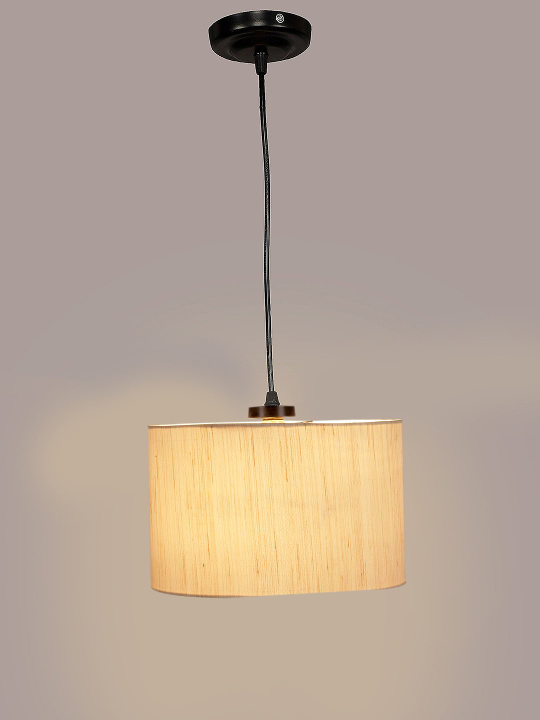Devansh White Cylindrical Jute & Iron Ceiling Lamp