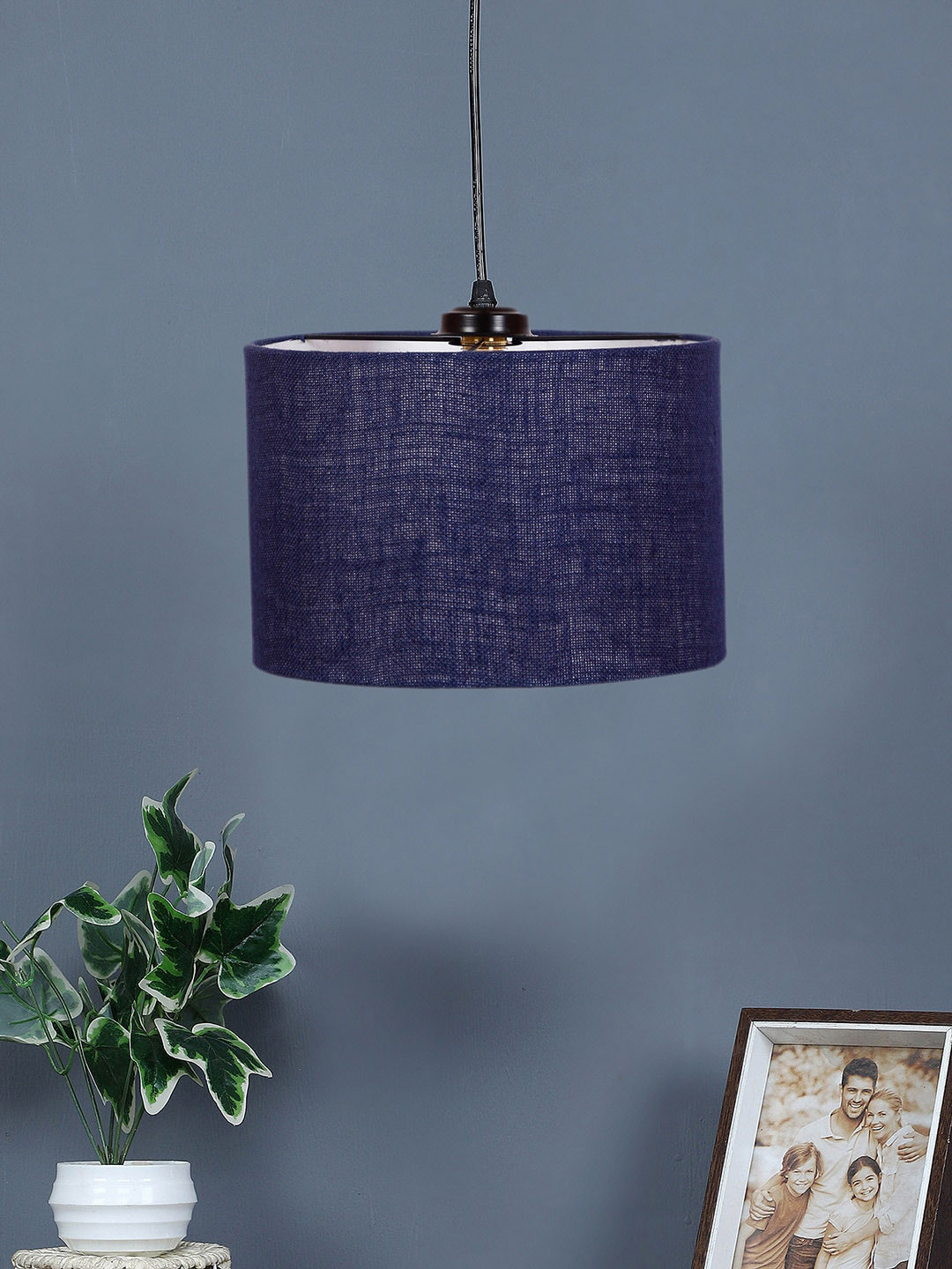 Devansh Blue Cylindrical Jute Ceiling Lamp