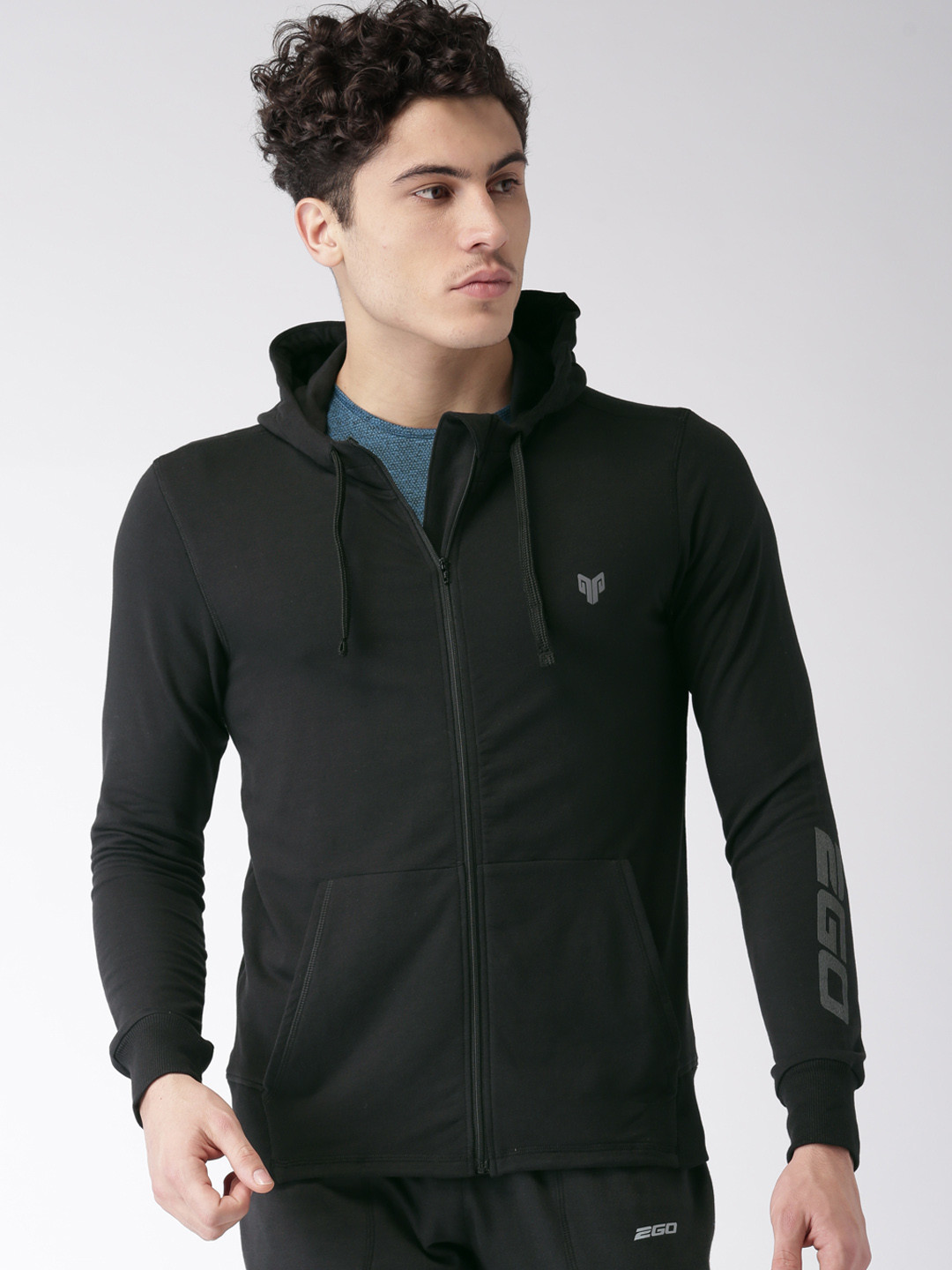 Buy 2GO Men Black Solid Hooded Training Sweatshirt - Sweatshirts for Men  2385124 | Myntra