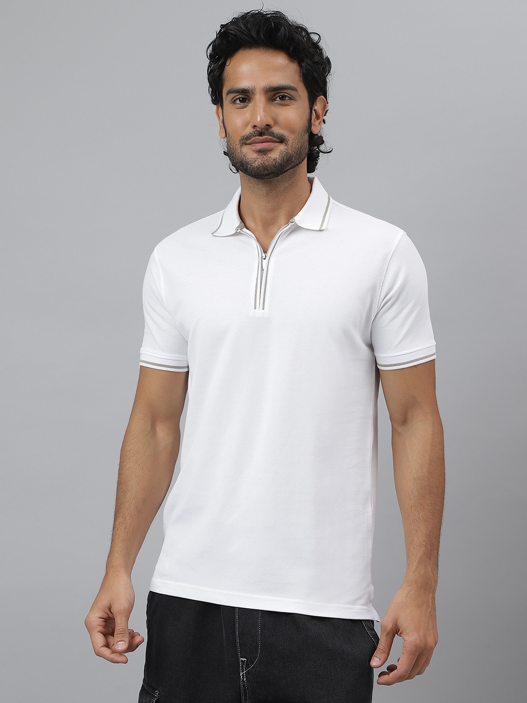 KINGDOM OF WHITE Polo Collar Short Sleeves Pure Cotton T Shirt