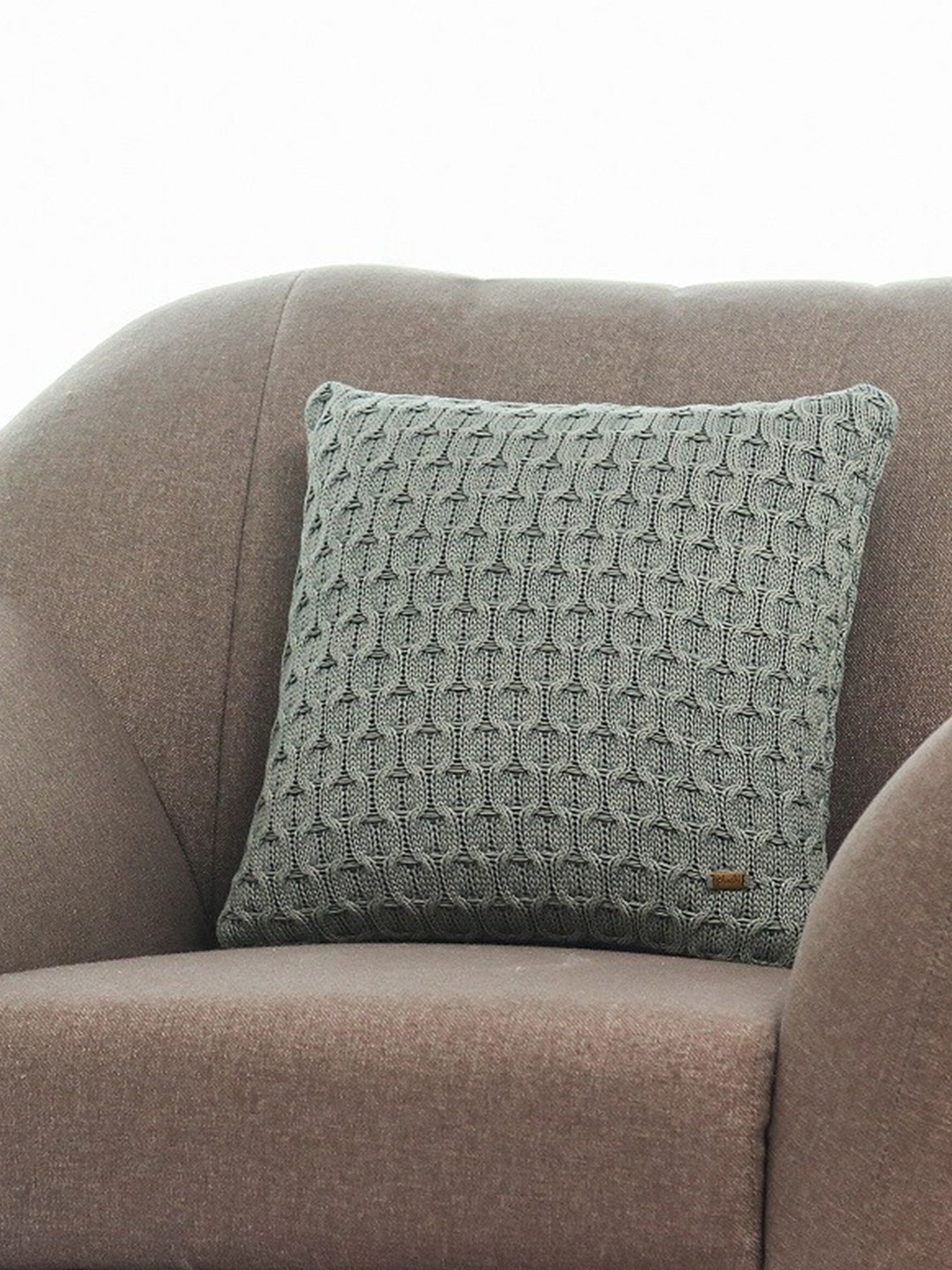 Pluchi Kellly Knitted Self Design Cotton Textured Square Cushion Covers - 16 x 16 In