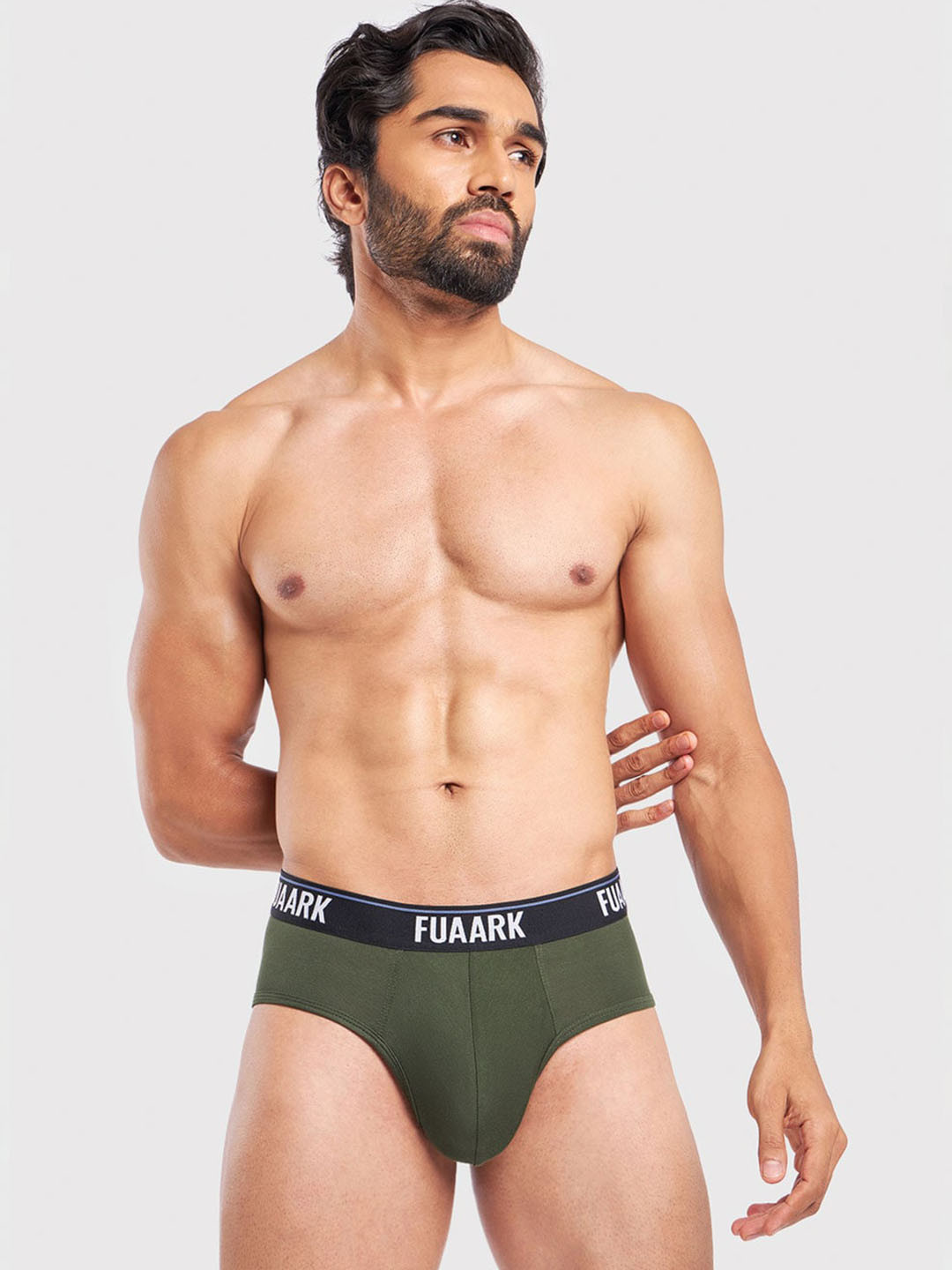 FUAARK Men Ultra Soft Modal Basic Briefs FUSMBr-Olive-S