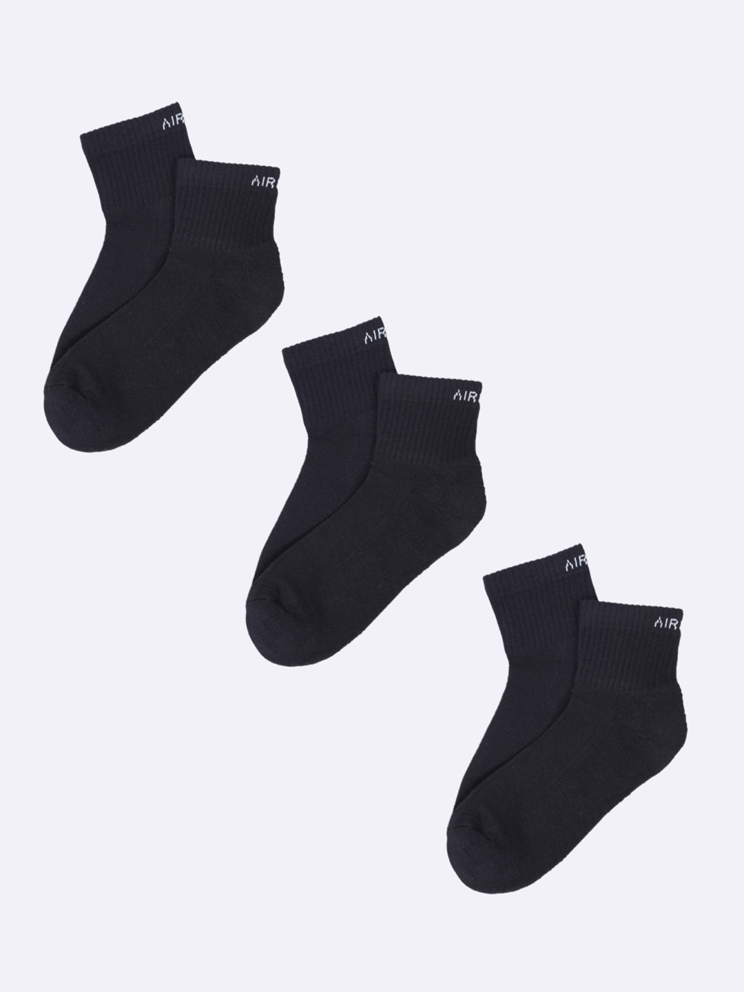 AIR GARB Pack of 3  Black Breathable Cotton Above-Ankle Socks