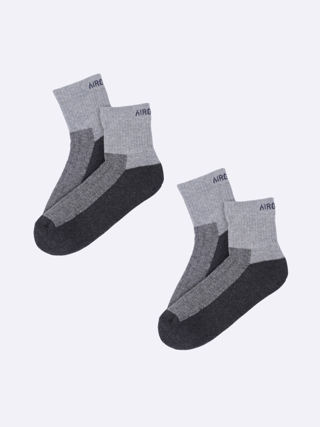 AIR GARB Pack of 2 Grey Color High Ankle Pure Cotton Breathable Socks