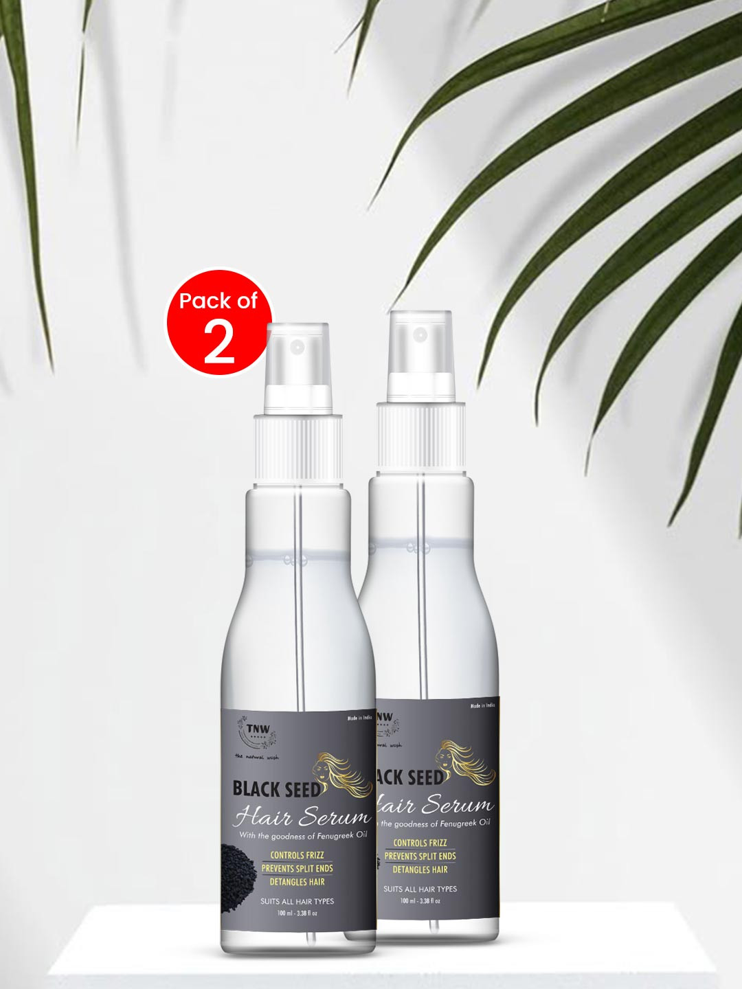 TNW the natural wash Set of 2 Black Seed Hair Serum with Fenugreek Oil - 100 ml each