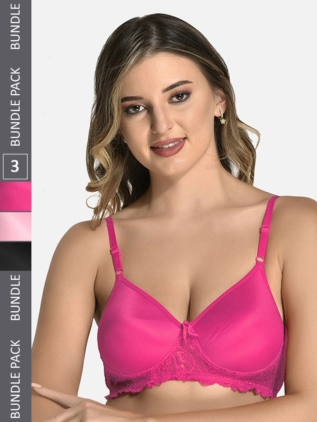 StyFun Pack Of 3 Full Coverage Lightly Padded Bra With All Day Comfort