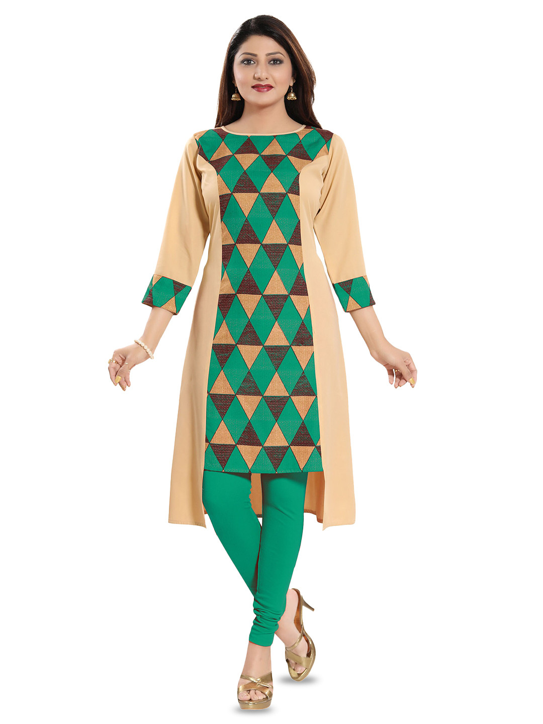 keshubaba Printed Boat Neck A-Line Kurta