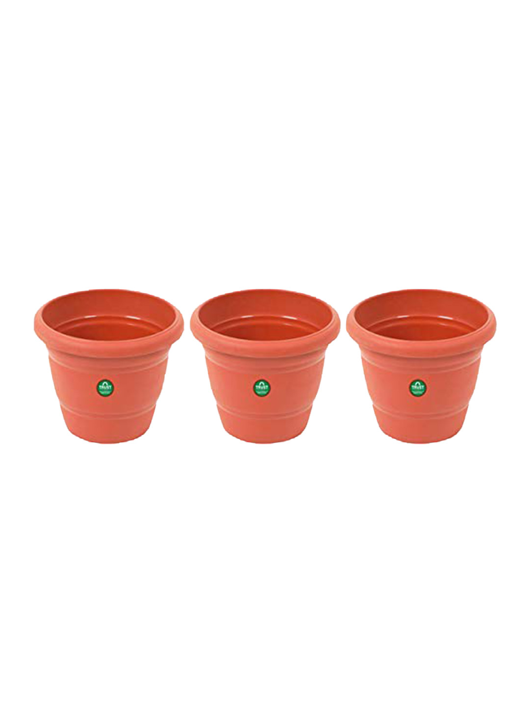 TRUSTBASKET Brown 3-Pieces UV Treated Plastic Round Planters