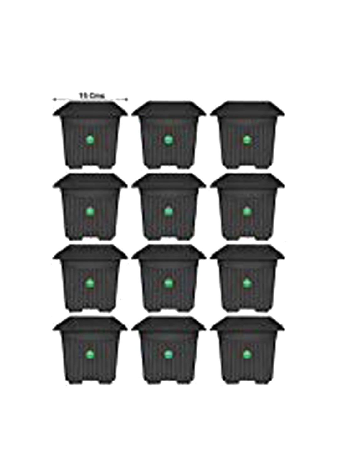 TRUSTBASKET Black 12-Pieces UV Treated Square Plastic Planters