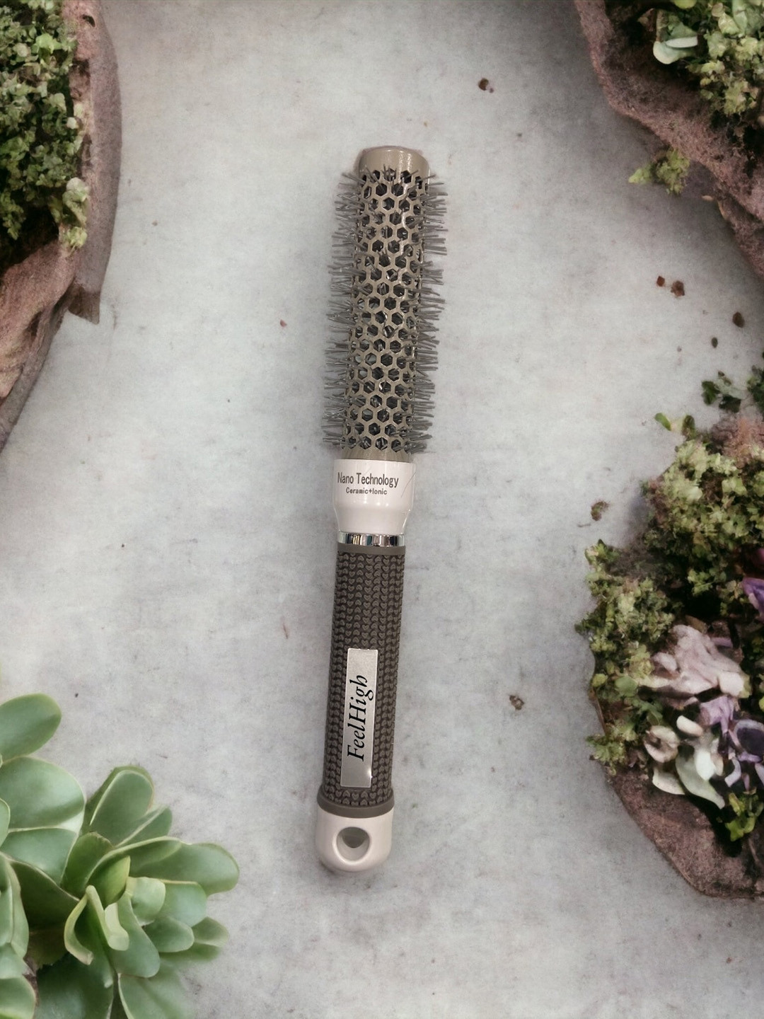 FEELHIGH Nano Technology Ceramic Barber Hair Dressing 19mm Round Styling Brush - Grey