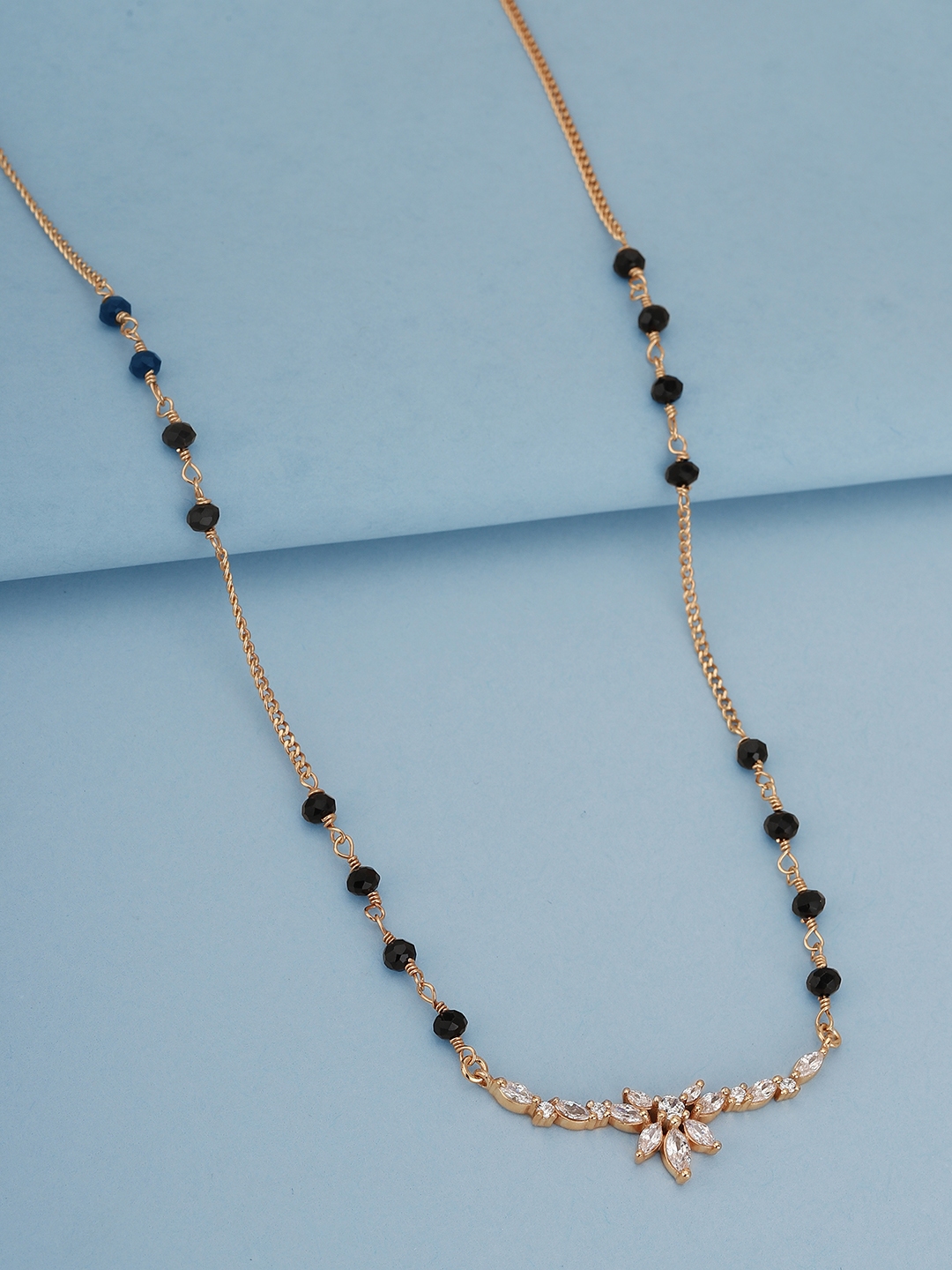Buy Carlton London Rose Gold Plated CZ Studded Mangalsutra