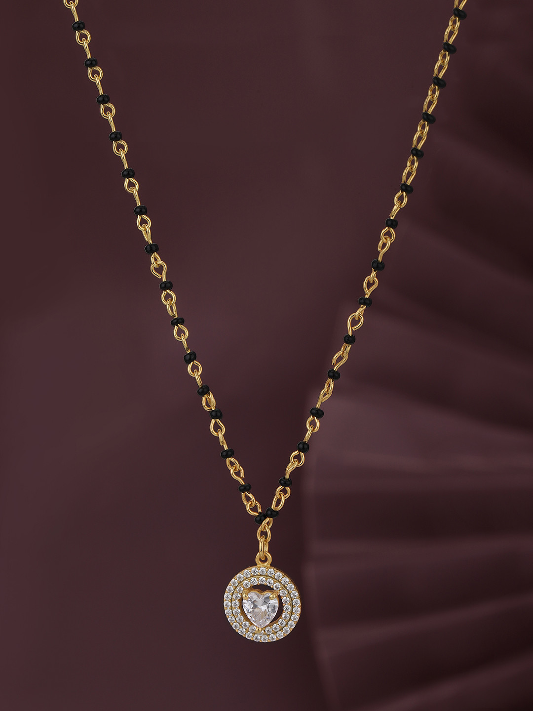 Carlton London Gold-Plated CZ-Studded Mangalsutra