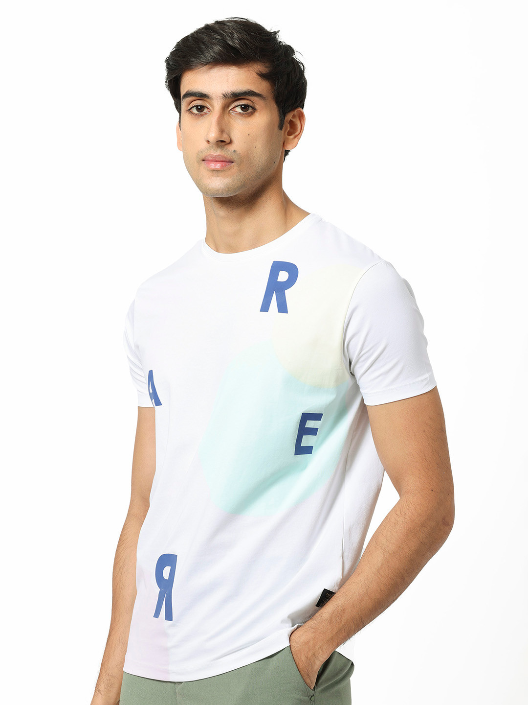 RARE RABBIT Men Enders Typography Printed Cotton Slim Fit T-Shirt