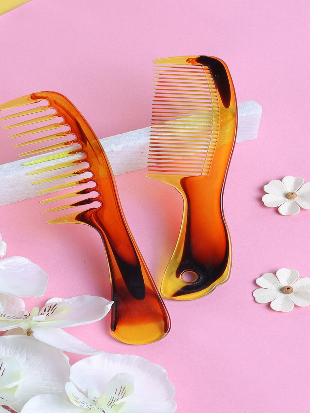 Jewelz Set of 2 Regular Hair Comb for No Hair Breakage - Brown