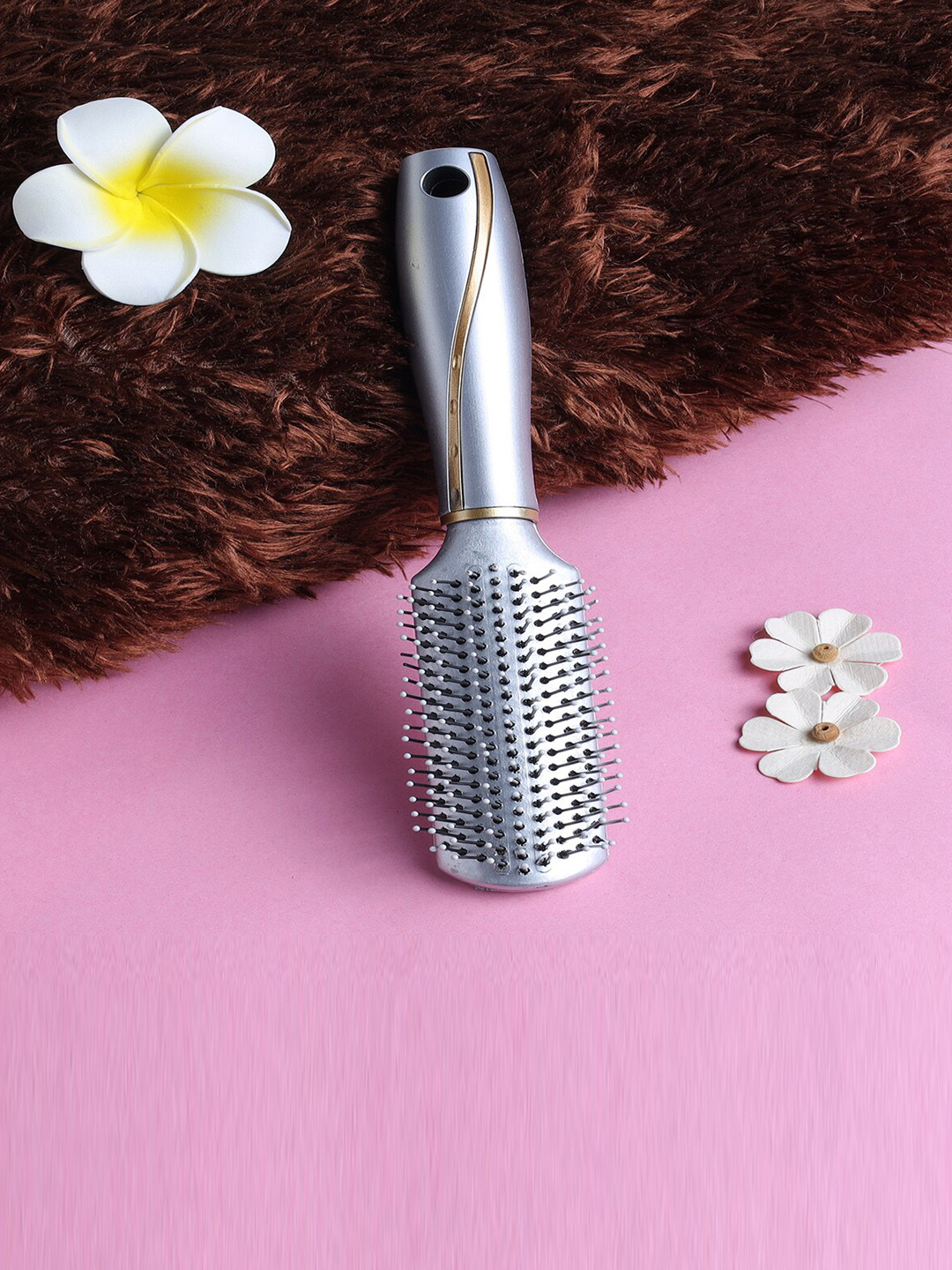Jewelz Paddle Hair Brush for No Hair Breakage - Silver