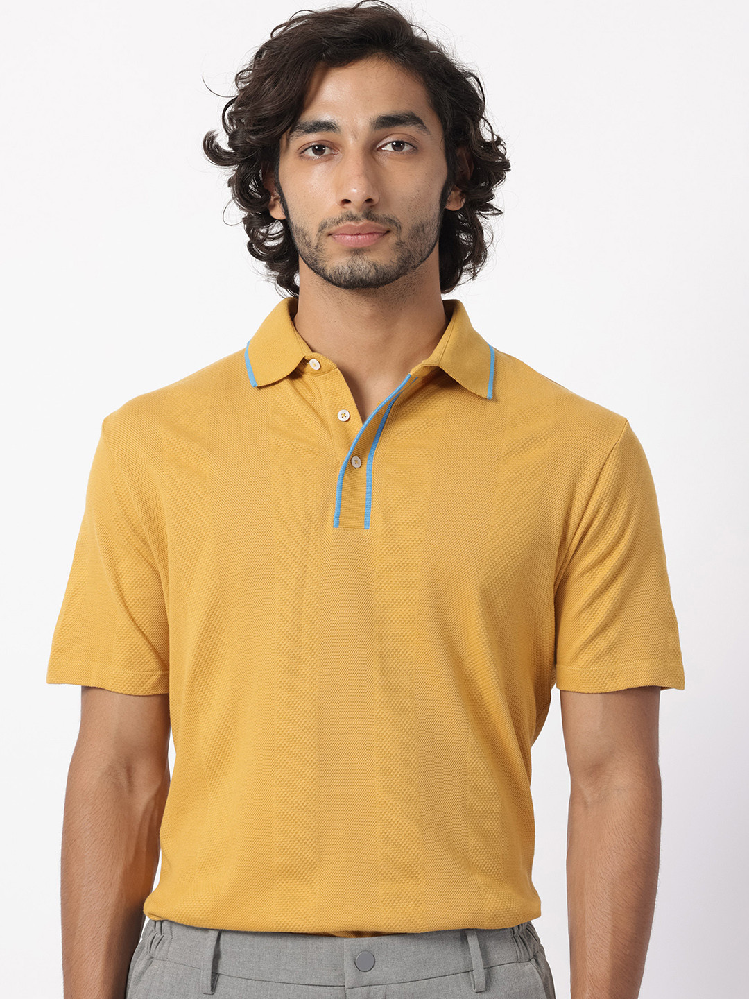 RARE RABBIT Men Cardona Regular Fit Polo Collar Cotton T-Shirt