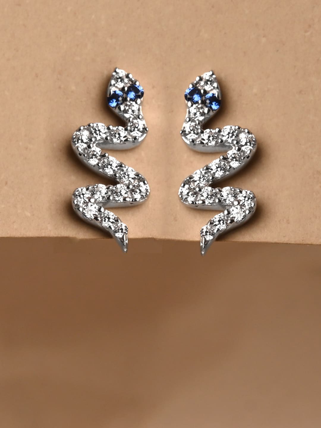 Clara 925 Sterling Silver Contemporary Snake Studs Earrings