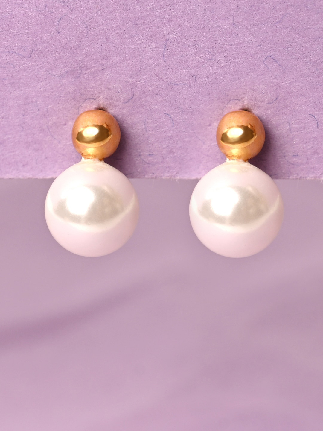 Clara Gold-Plated Contemporary Pearl Studs Earrings