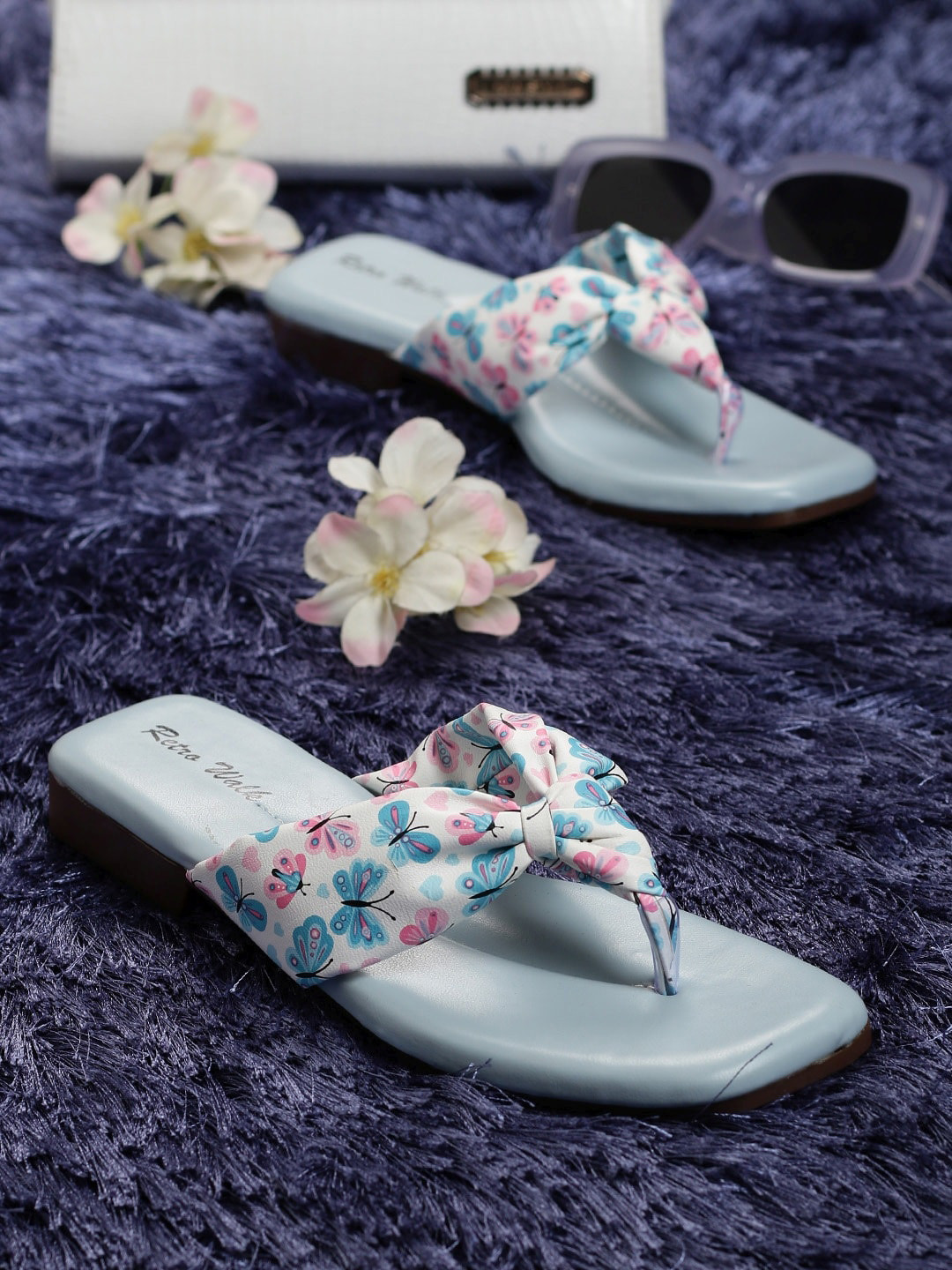 Retro Walk Printed Open Toe Flats