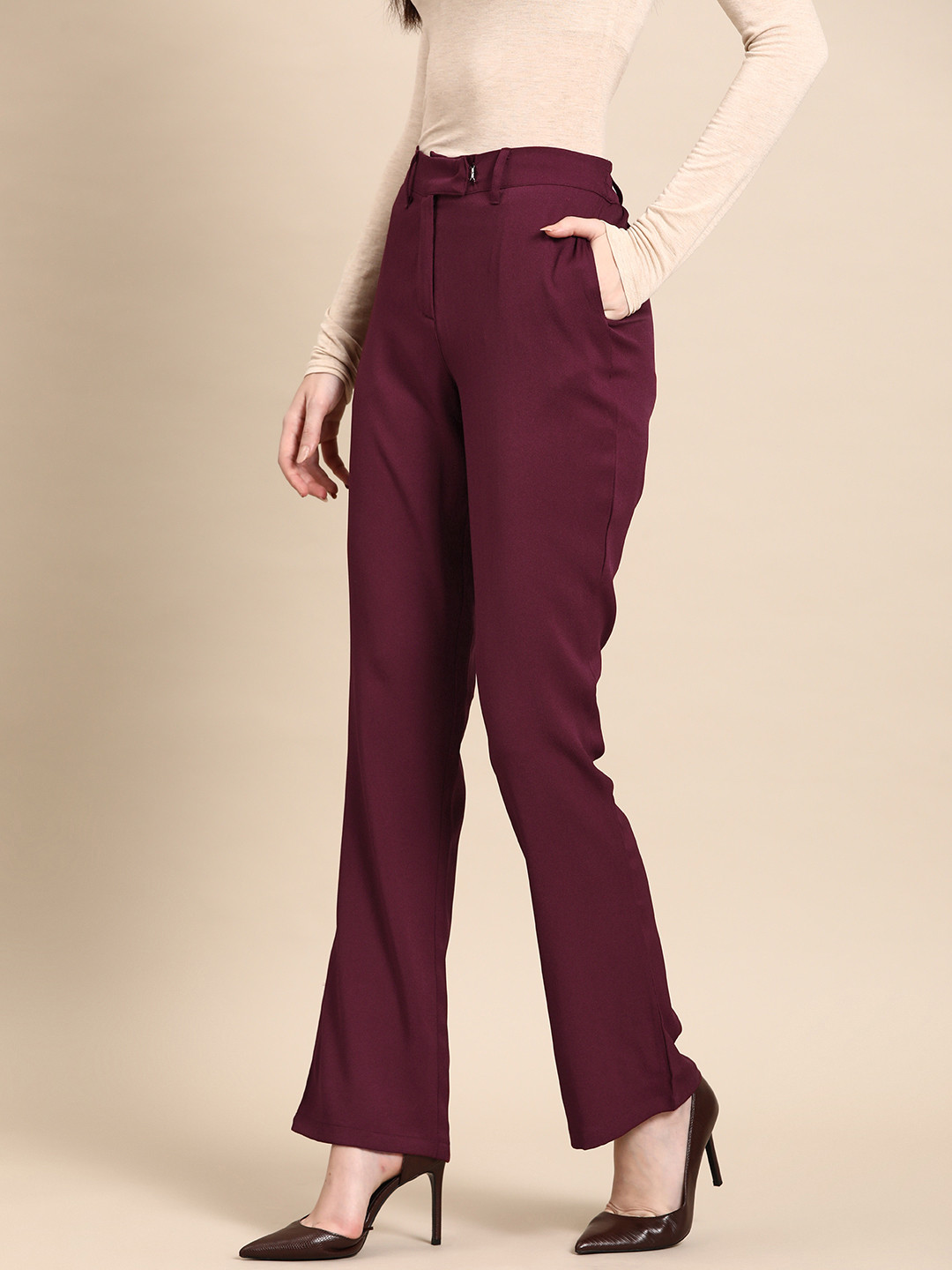 DENNISON Smart Straight Fit High-Rise Trousers